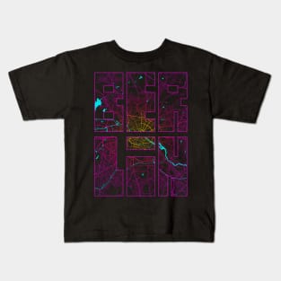 Berlin, Germany City Map Typography - Neon Kids T-Shirt